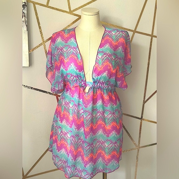 Miken Colorful Chevron Pattern Cover-Up (870) - Picture 1 of 10